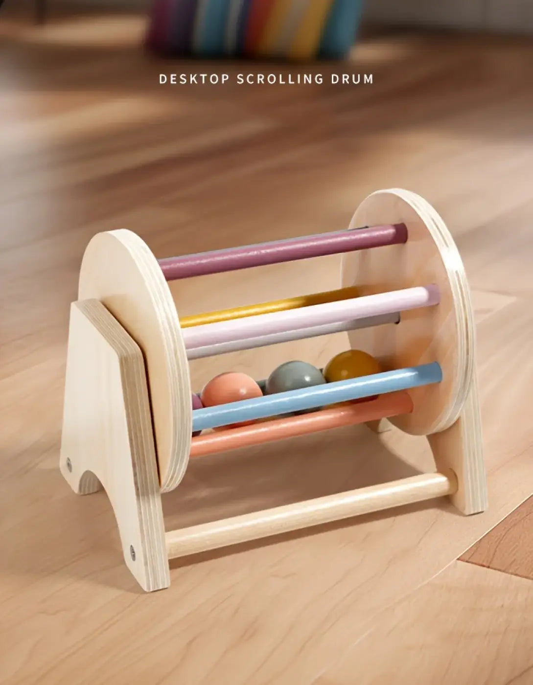 The Ball Depot musical drum ball set: Montessori Wooden Rolling Drum Set