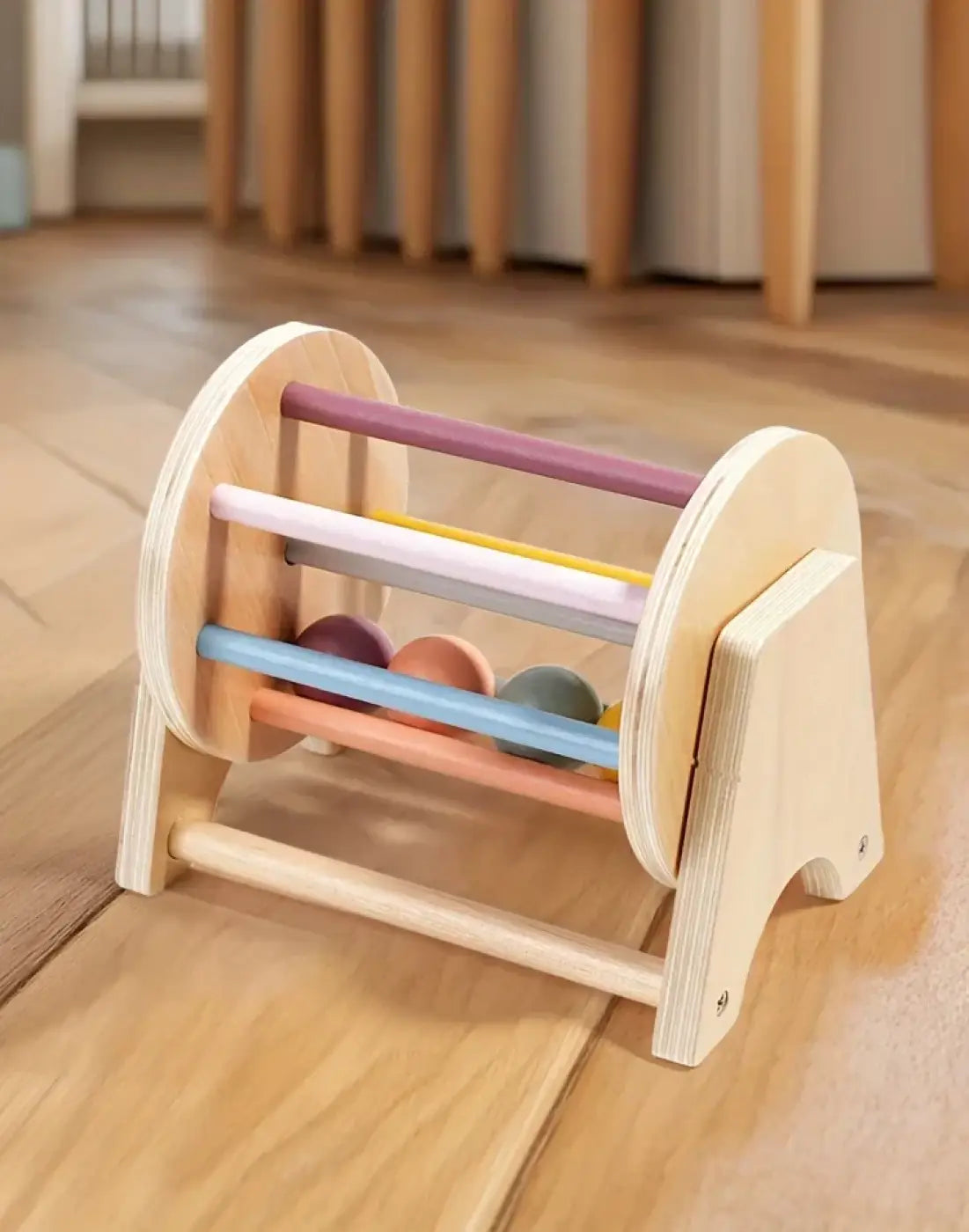 The Ball Depot musical drum ball set: Montessori Wooden Rolling Drum Set
