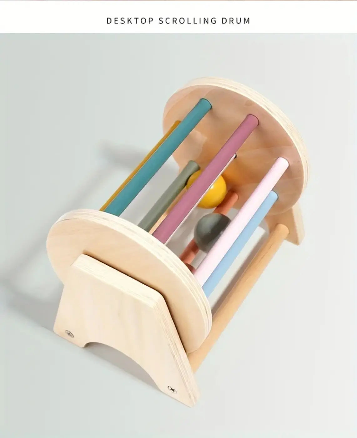 The Ball Depot musical drum ball set: Montessori Wooden Rolling Drum Set