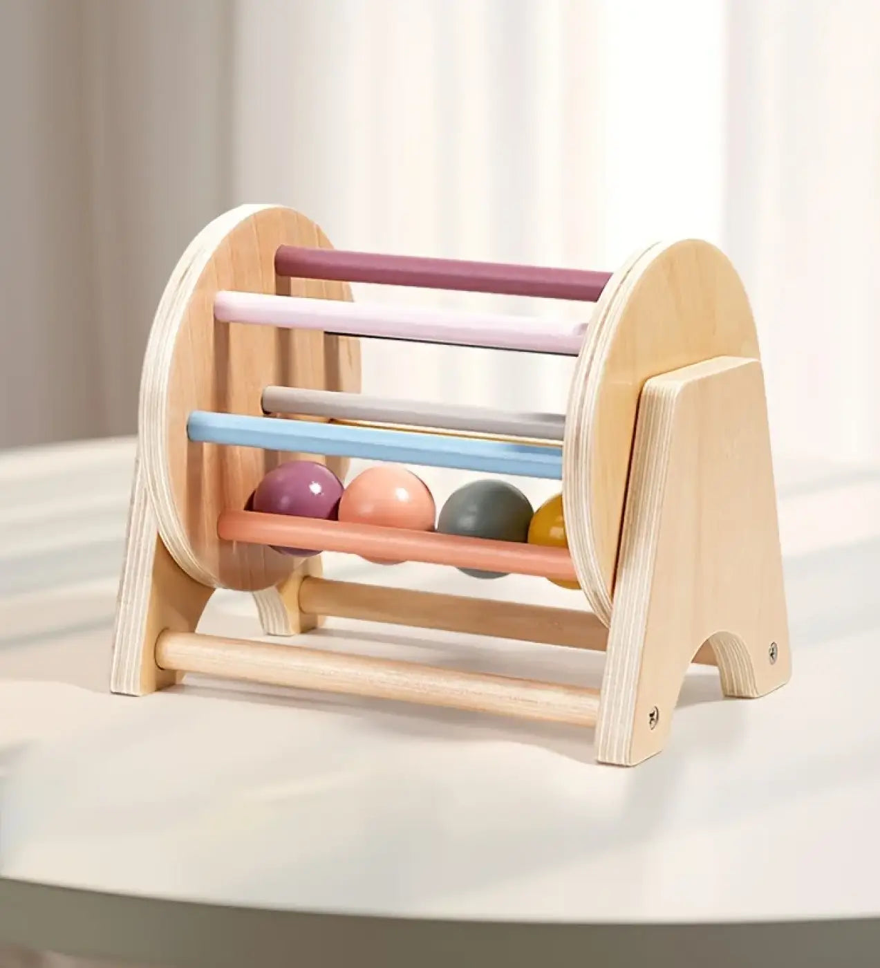 The Ball Depot musical drum ball set: Montessori Wooden Rolling Drum Set
