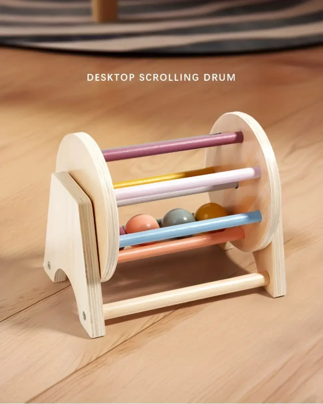 The Ball Depot musical drum ball set: Montessori Wooden Rolling Drum Set