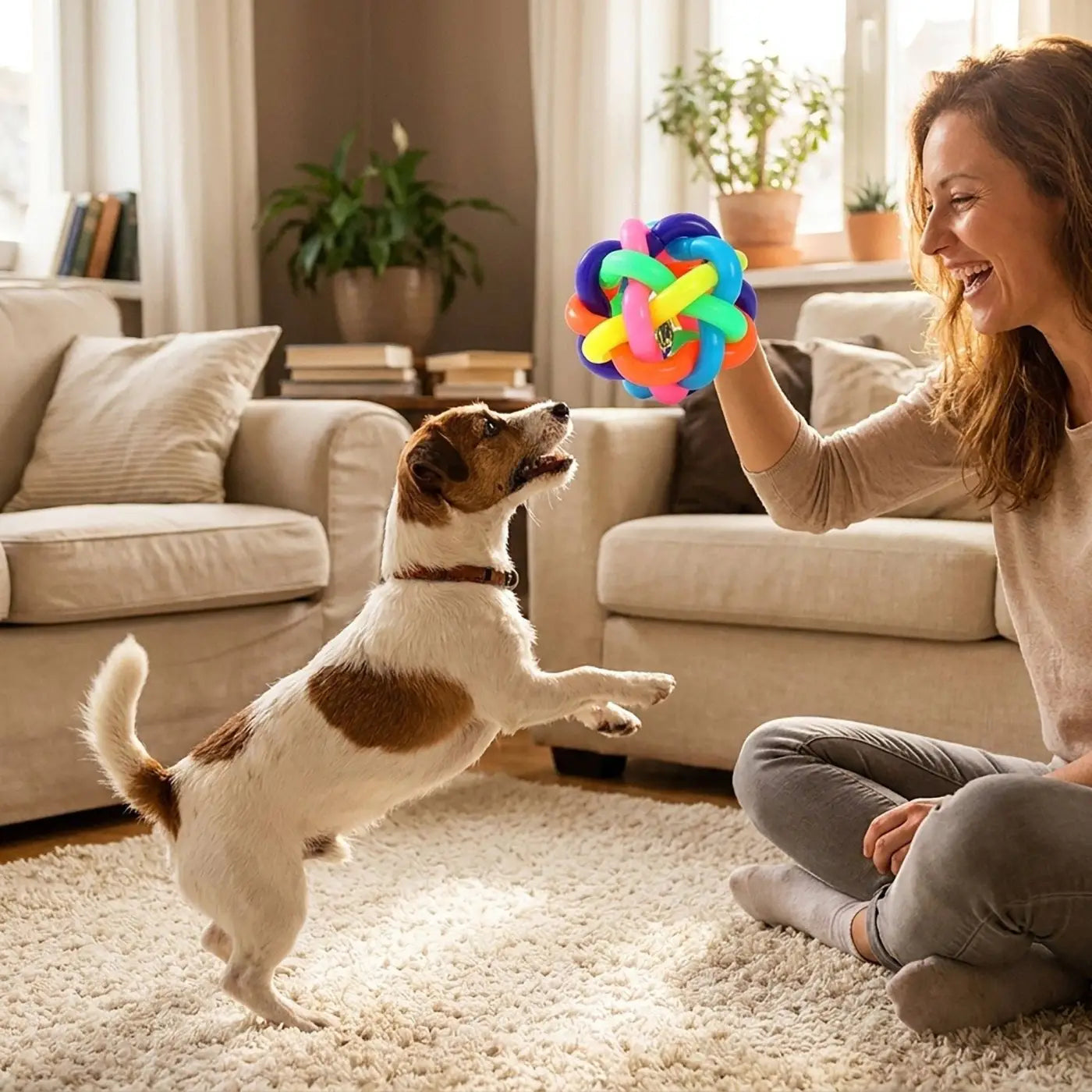 AK Brand dog ball: Multi-colored Woven Cat Ball