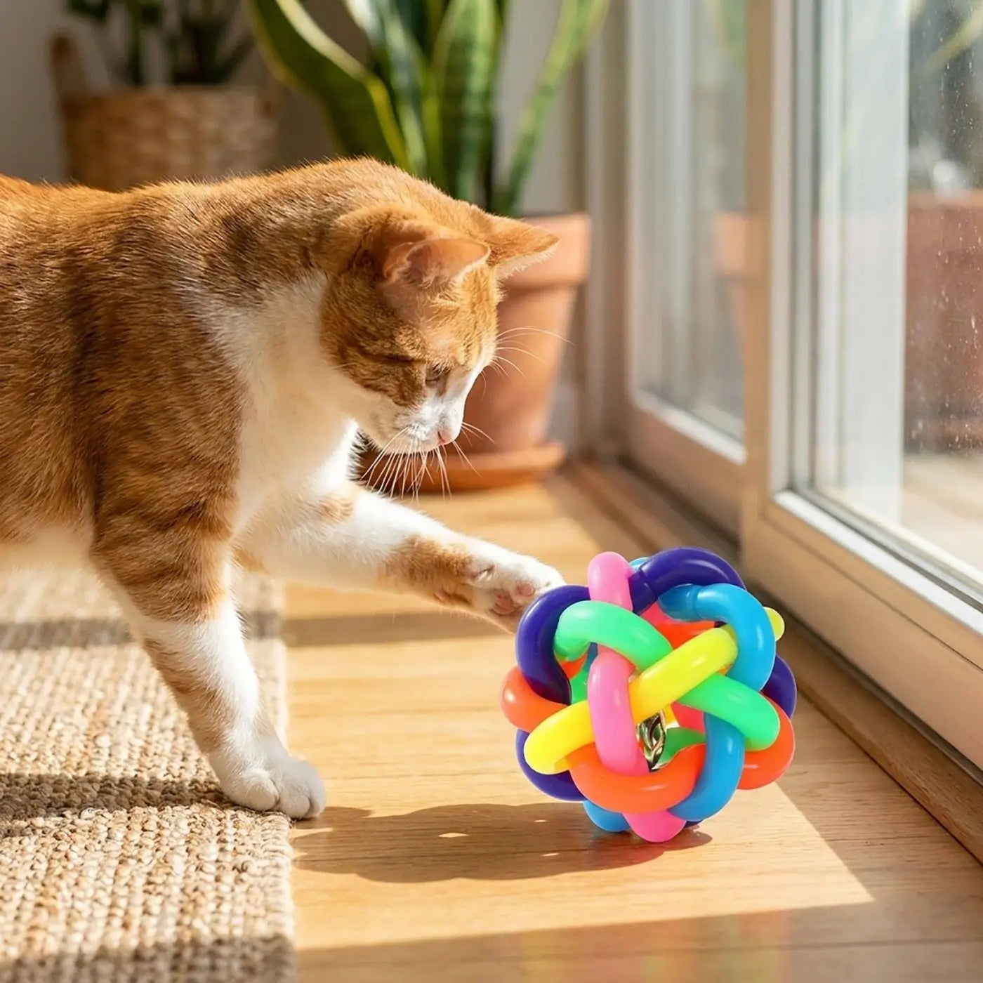 AK Brand dog ball: Multi-colored Woven Cat Ball