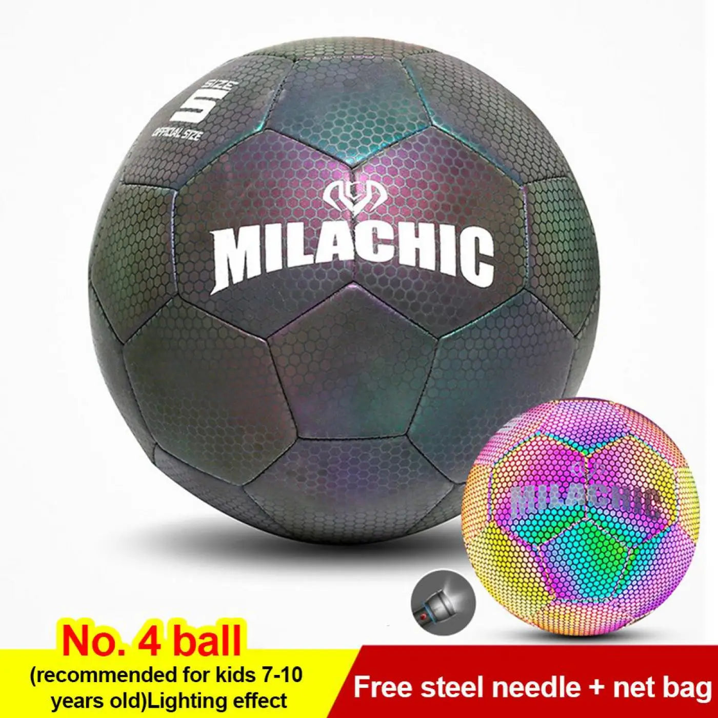 The Ball Depot soccer ball: No.4 And No.5 Glow Reflective Soccer Ball
