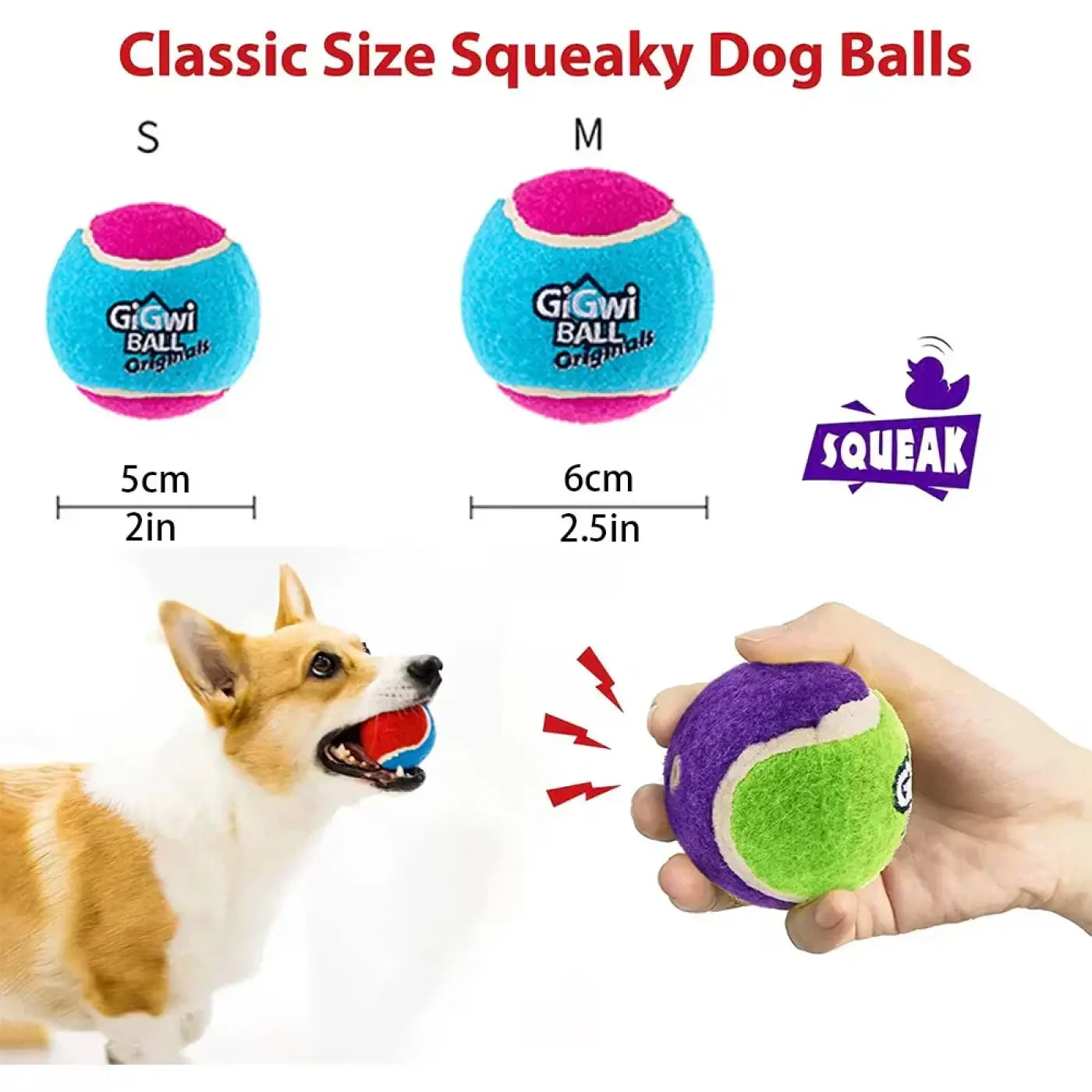 The Ball Depot dog balls: OUZEY 4Pcs/Set Pets Dog Squeaky Tennis Ball