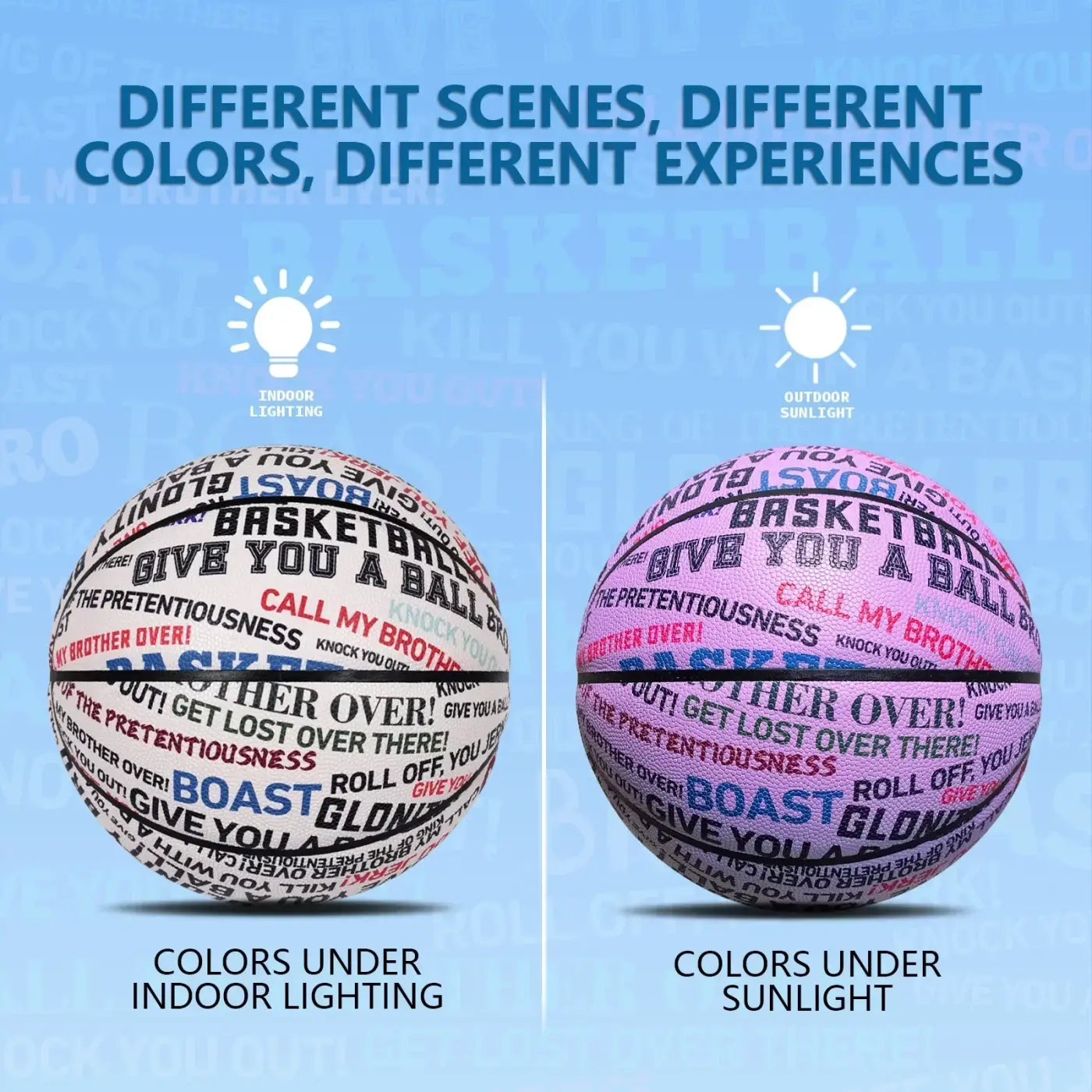 The Ball Depot basketball: Pink/White Color-changing Basketball