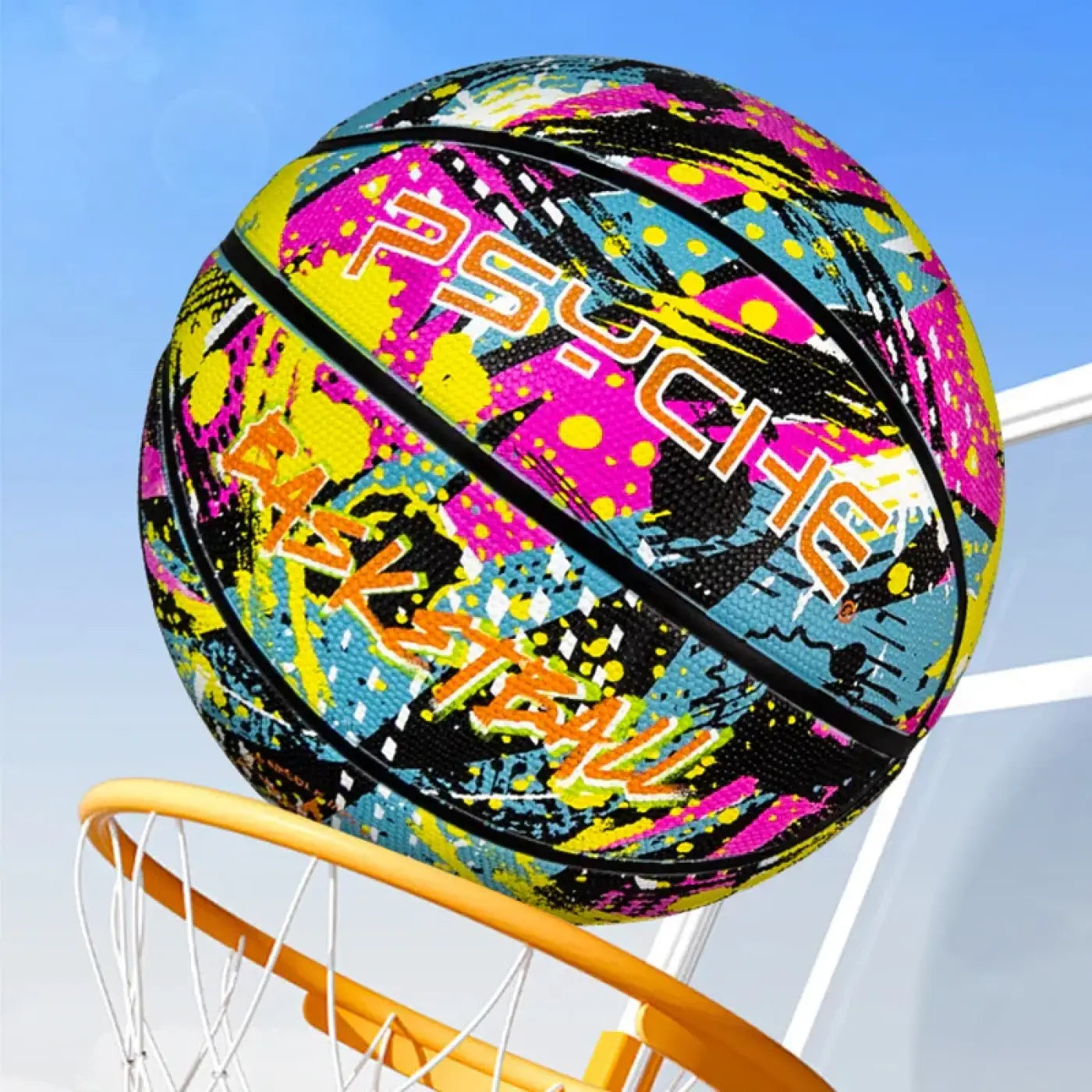 The Ball Depot basketball: PSYCHE Graffitti Rubber Basketball with pump