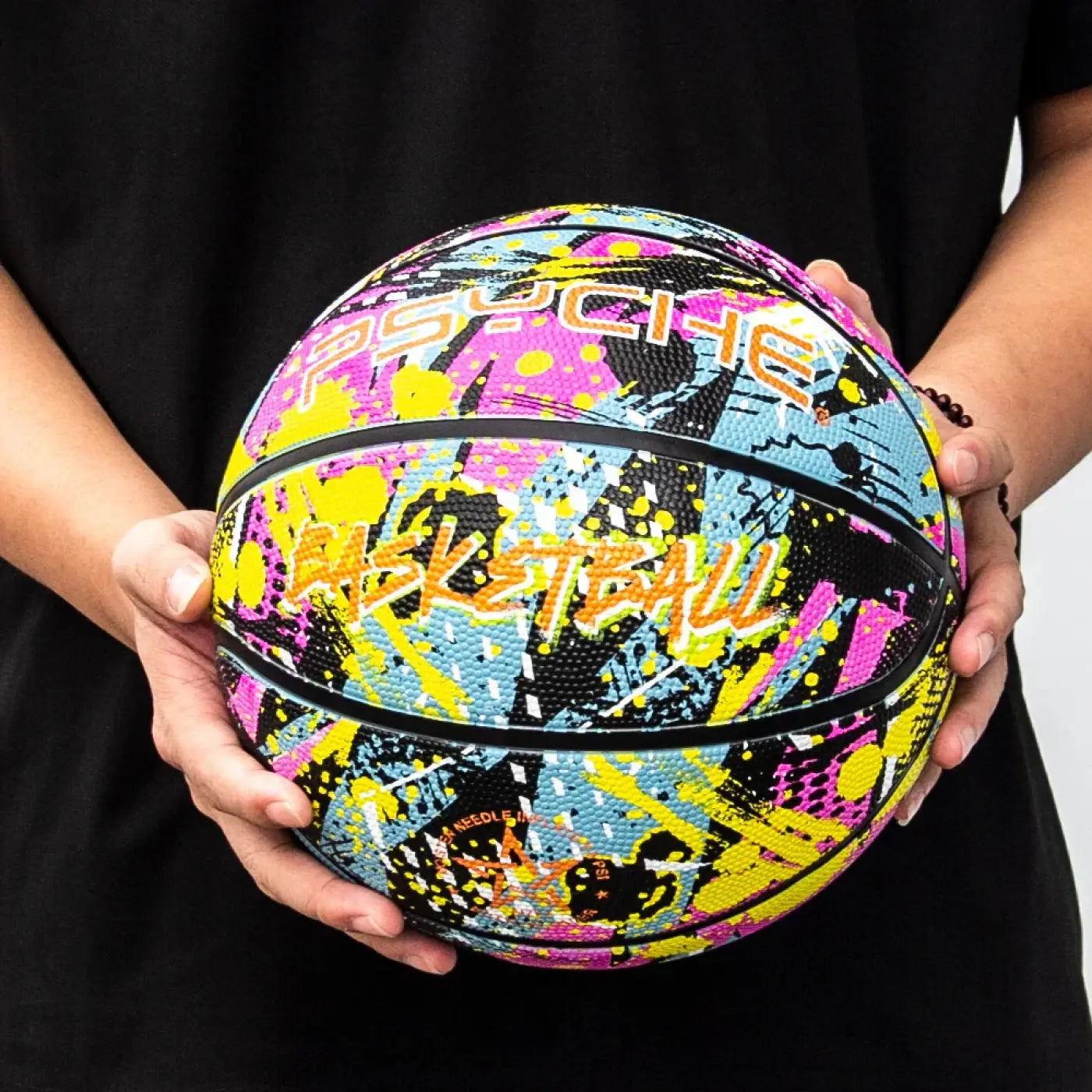 The Ball Depot basketball: PSYCHE Graffitti Rubber Basketball with pump