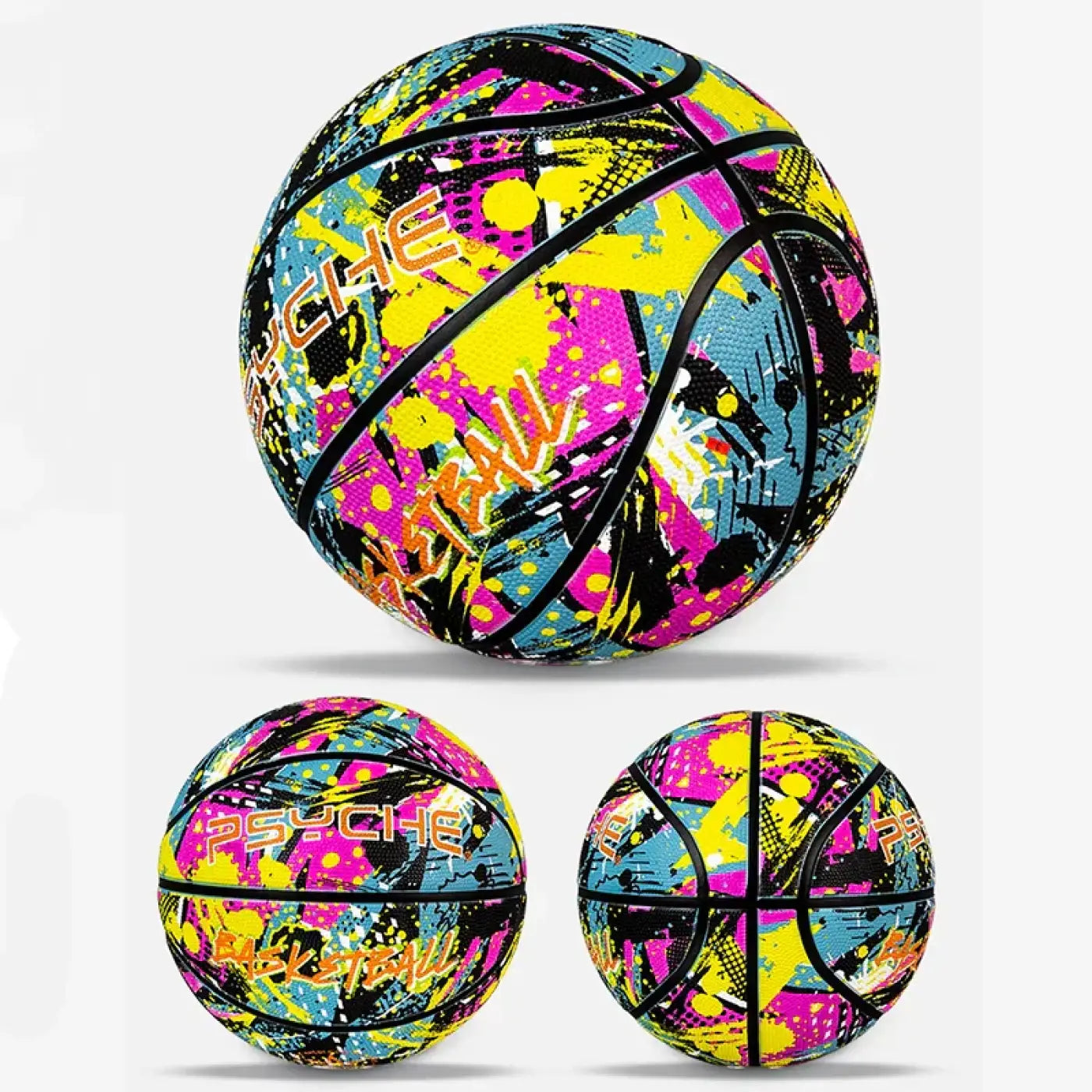 The Ball Depot basketball: PSYCHE Graffitti Rubber Basketball with pump
