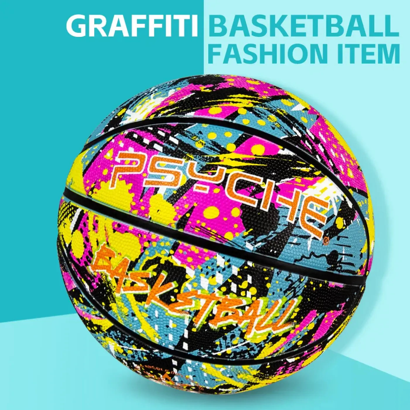 The Ball Depot basketball: PSYCHE Graffitti Rubber Basketball with pump