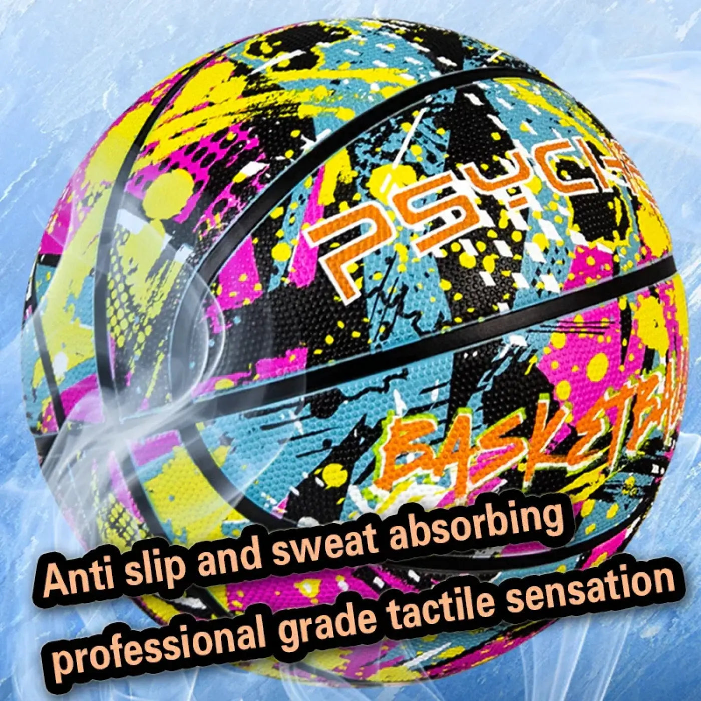 The Ball Depot basketball: PSYCHE Graffitti Rubber Basketball with pump