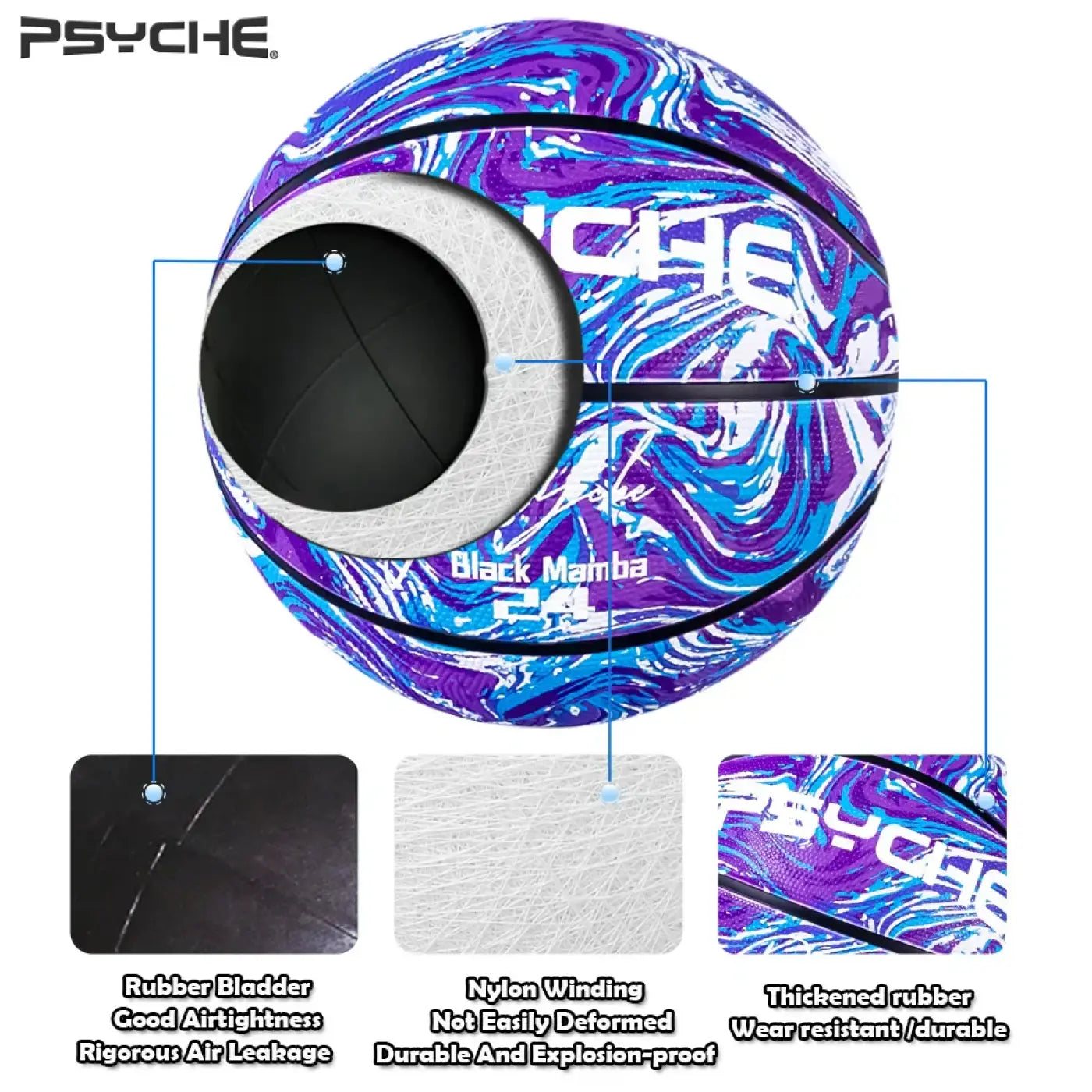 The Ball Depot basketball: PSYCHE Purple Official Size 7 Basketball