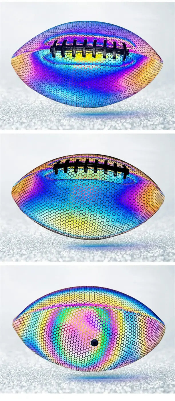 The Ball Depot football: PU Reflective Leather Luminescent Rugby Ball