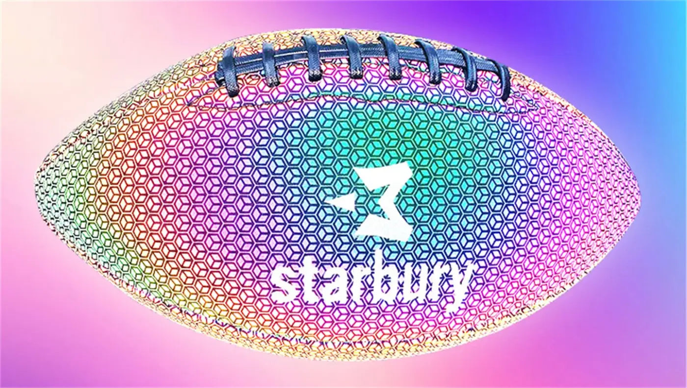 The Ball Depot football: PU Reflective Leather Luminescent Rugby Ball