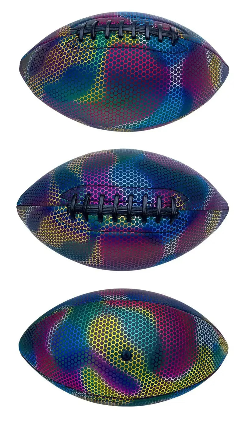 The Ball Depot football: PU Reflective Leather Luminescent Rugby Ball