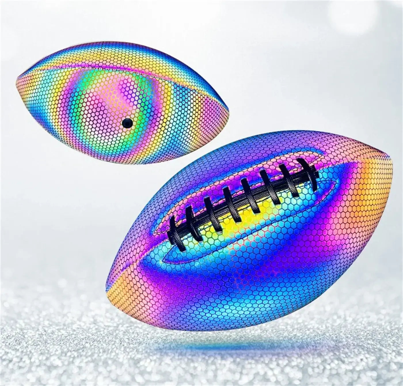 The Ball Depot : PU Reflective Leather Luminescent Rugby Size #9 Noctilucent American Football Adults Official Match Clubs Training Olive Ball