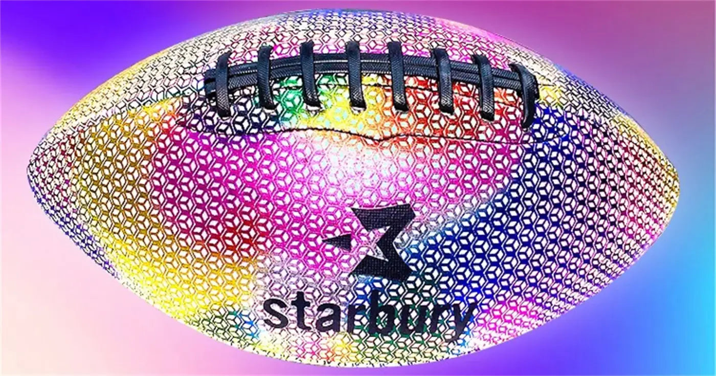 The Ball Depot football: PU Reflective Leather Luminescent Rugby Ball