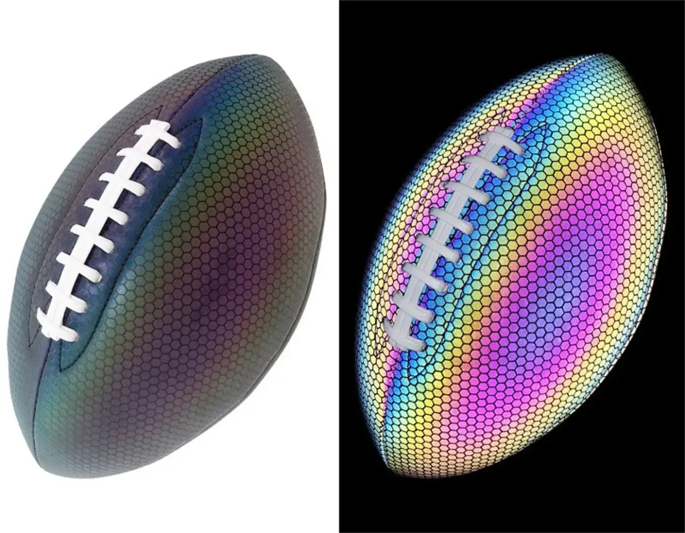 The Ball Depot football: PU Reflective Leather Luminescent Rugby Ball
