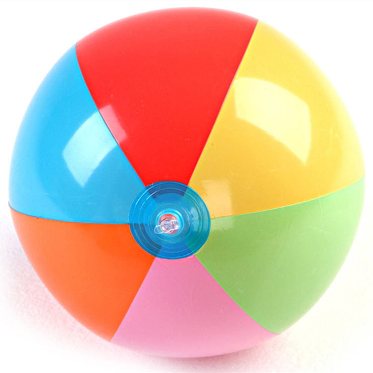 Vibrant PVC inflatable beach ball with 6 bold color panels and clear valve