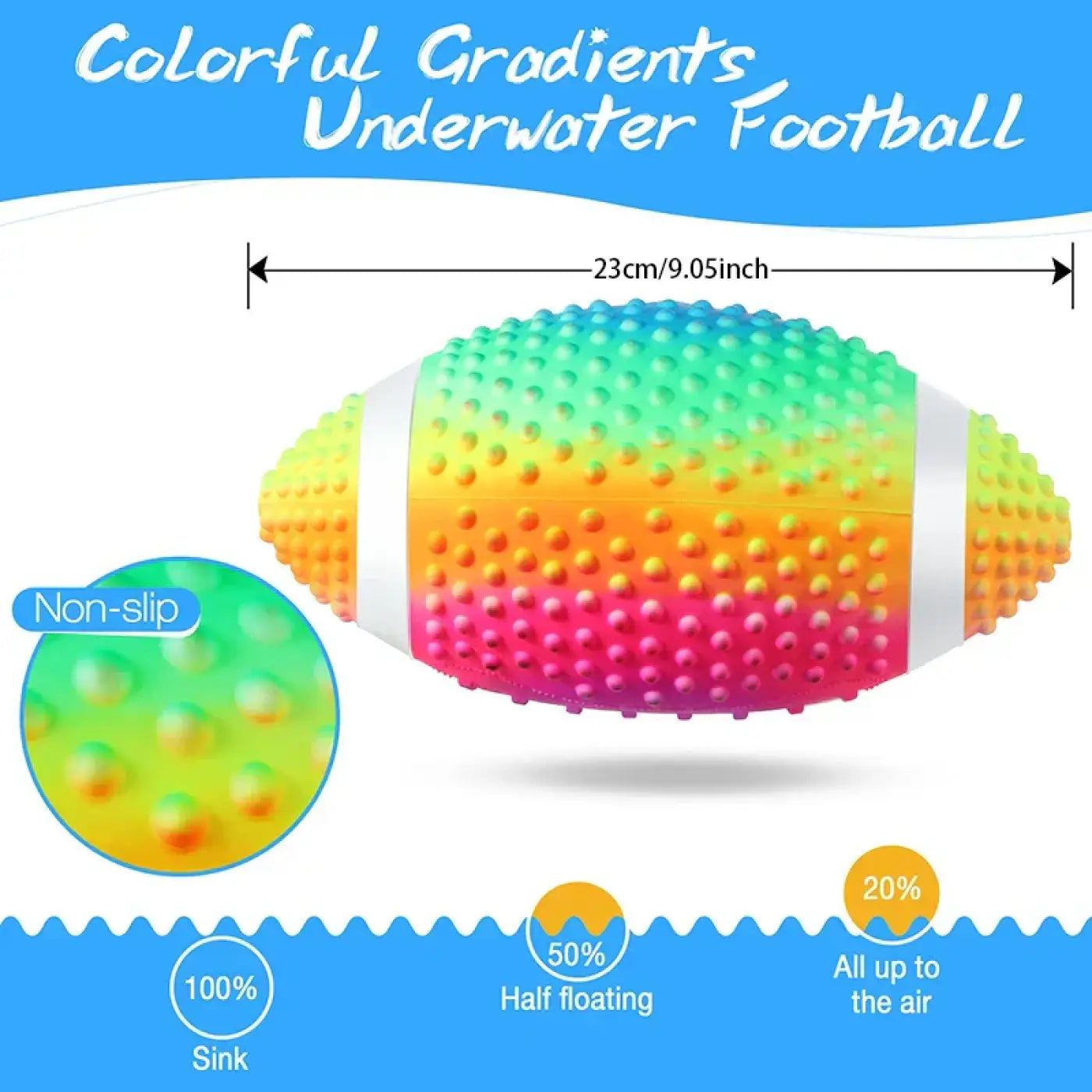 The Ball Depot american football: Rainbow-colored Inflatable Rugby Ball