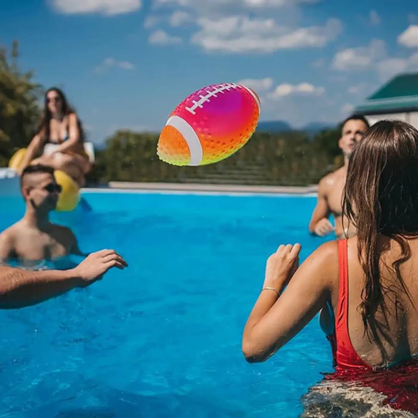 The Ball Depot american football: Rainbow-colored Inflatable Rugby Ball
