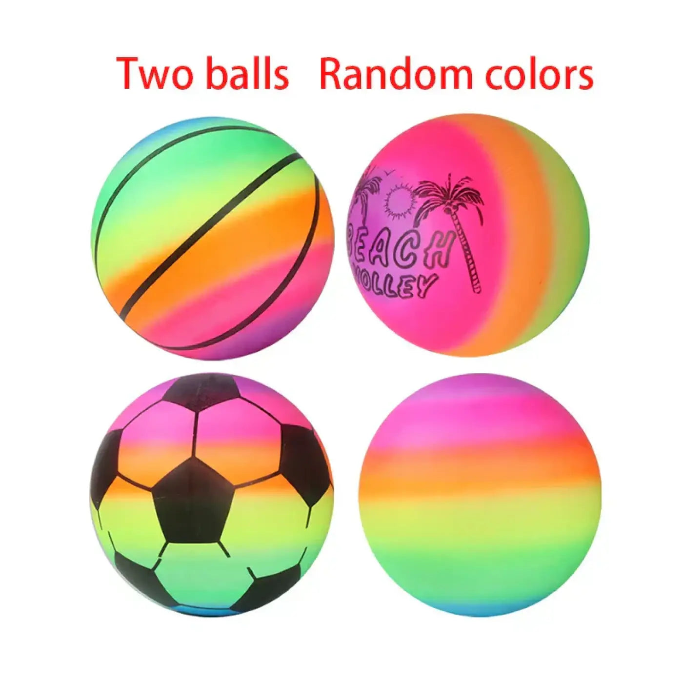 The Ball Depot bouncy ball: Rainbow Inflatable Ball- 2pcs
