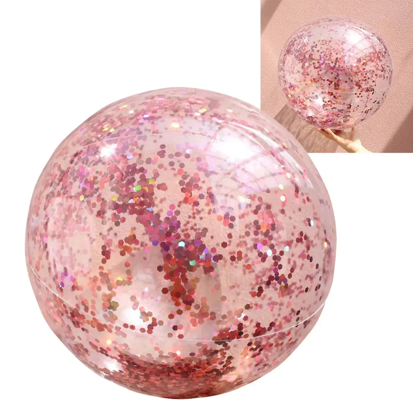 The Ball Depot beach ball: Round Transparent Glitter Ball