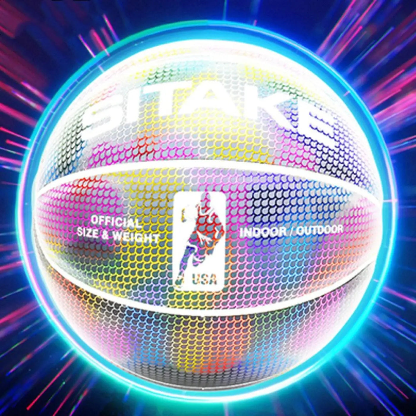 The Ball Depot basketball: SITAKE Luminous Camouflage Reflective Basketballs