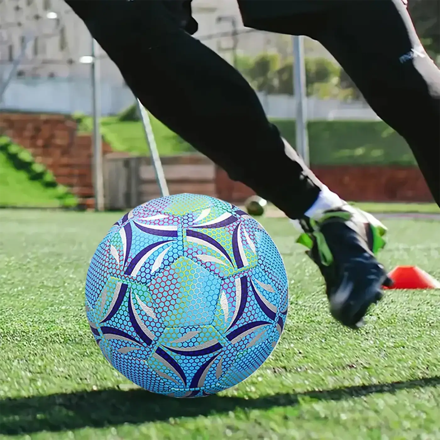 The Ball Depot glow soccer ball: Size 5 Blue Glowing Soccer Ball