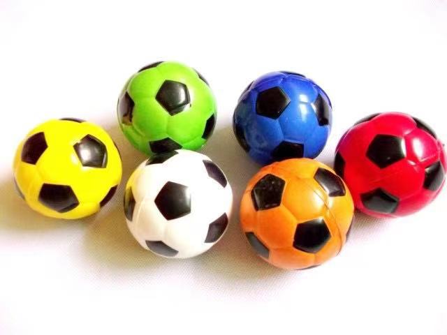 Colorful soft solid elastic soccer balls in yellow green blue red orange white