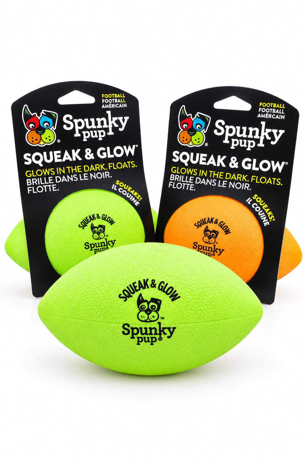 Spunky Pup dog ball: Spunky Pup - Squeak and Glow Football