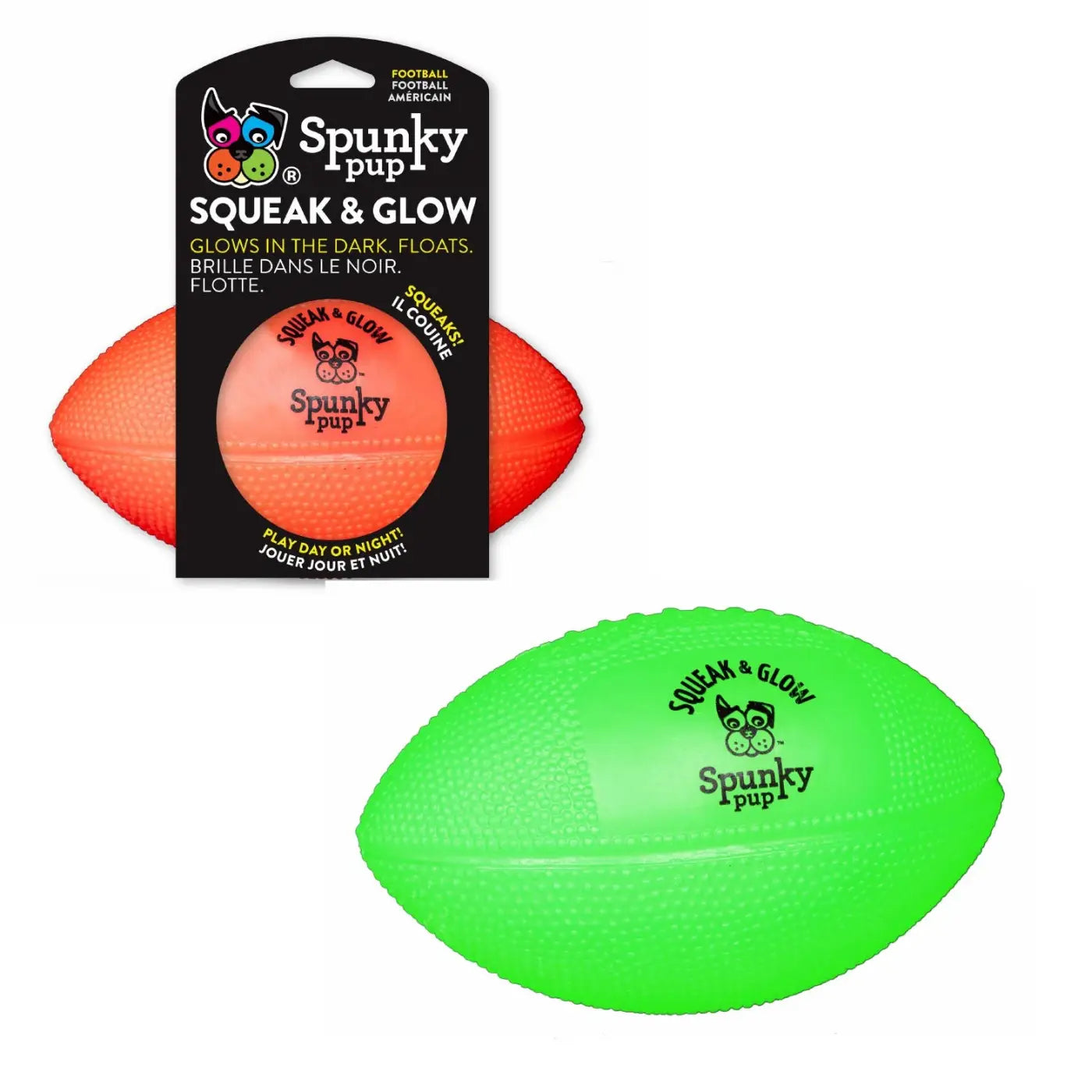 Spunky Pup glow dog ball: Squeak and Glow Dog Football