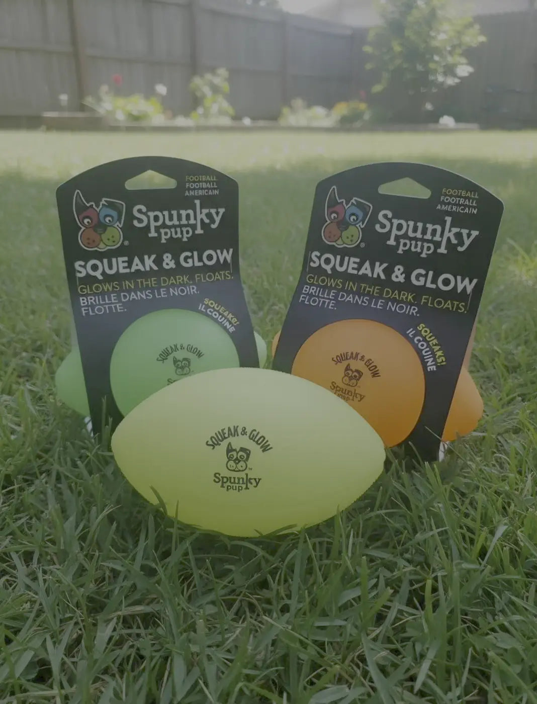 Spunky Pup glow dog ball: Squeak and Glow Dog Football