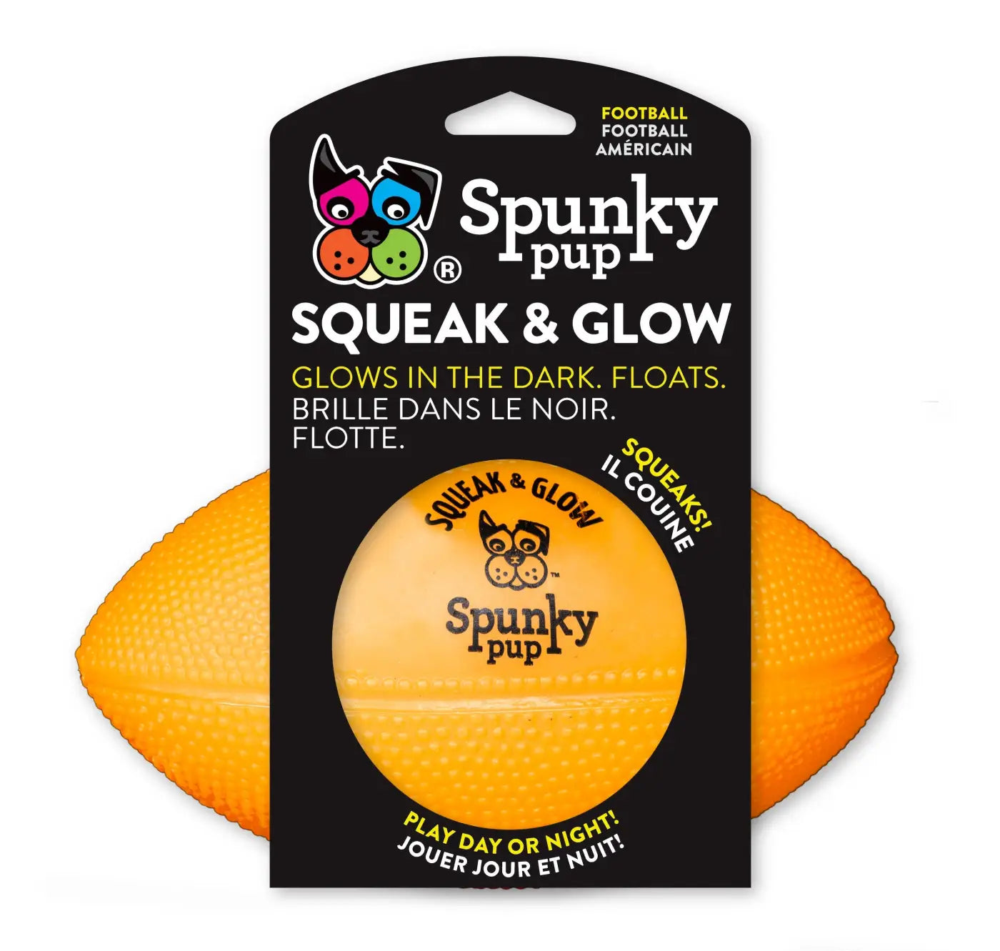 Spunky Pup glow dog ball: Squeak and Glow Dog Football