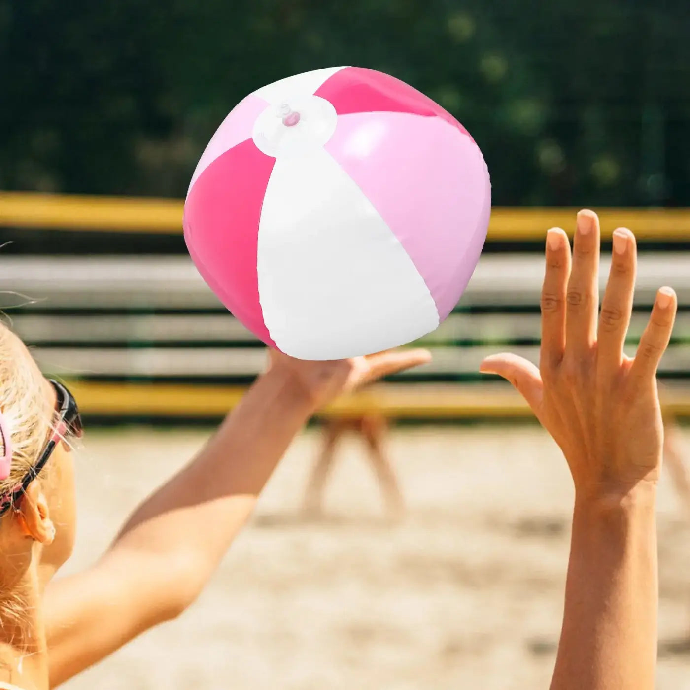 The Ball Depot beach ball: Summer Inflatable Beach Ball — Pink/White