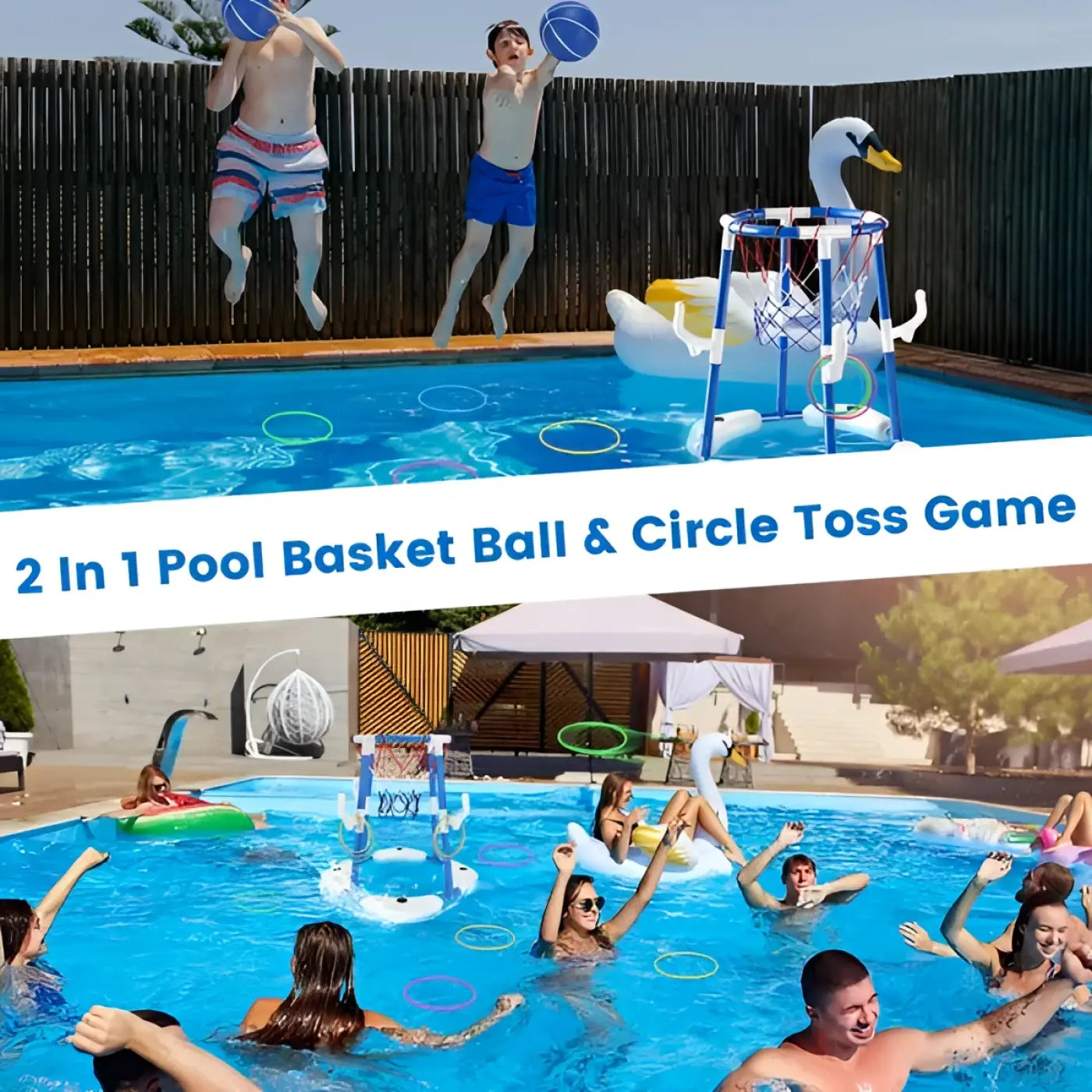 The Ball Depot ball game: Summer Pool Basketball Hoop Toy Set With 4 Basketballs