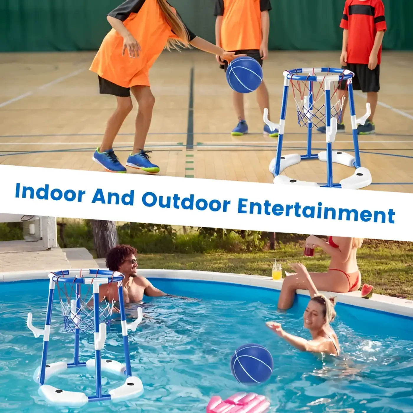 The Ball Depot ball game: Summer Pool Basketball Hoop Toy Set With 4 Basketballs