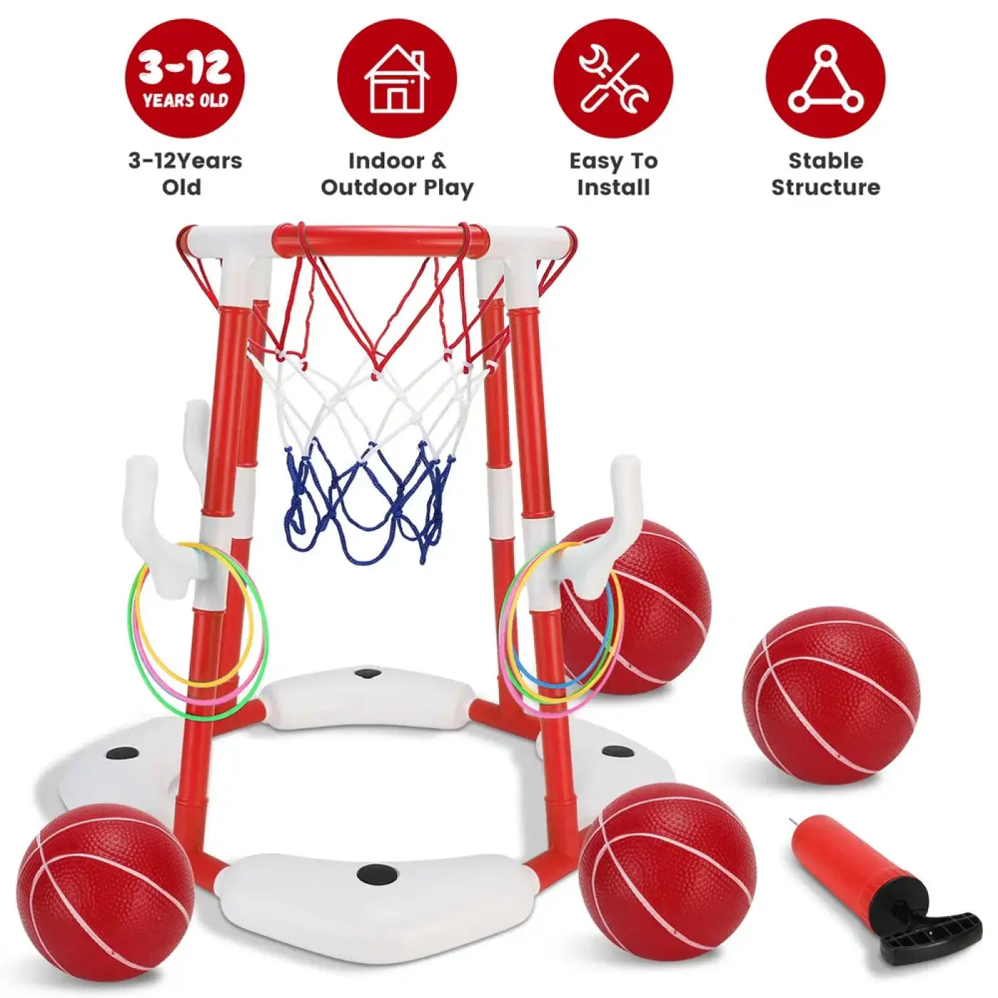 The Ball Depot ball game: Summer Pool Basketball Hoop Toy Set With 4 Basketballs