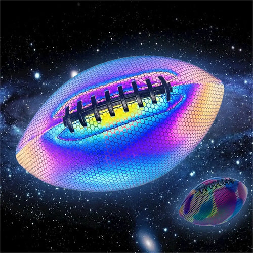 The Ball Depot : PU Reflective Leather Luminescent Rugby Size #9 Noctilucent American Football Adults Official Match Clubs Training Olive Ball