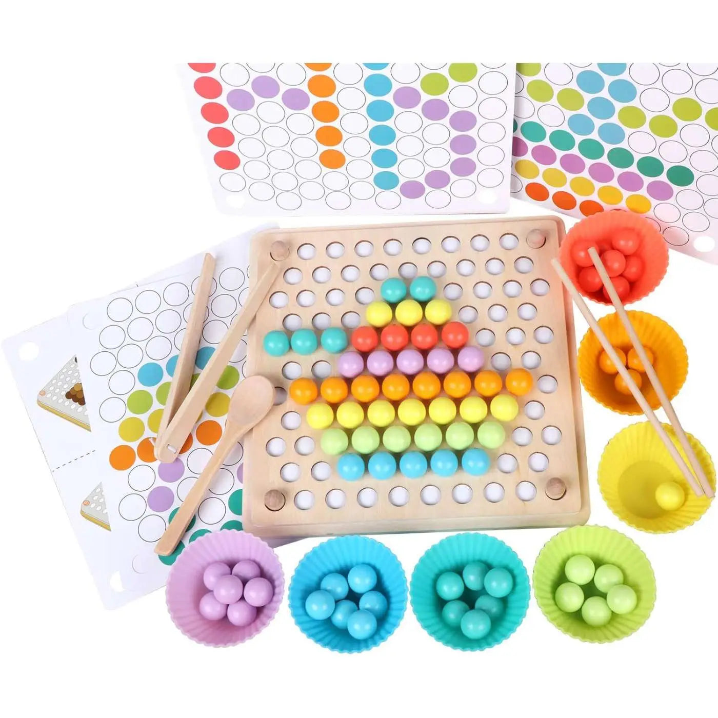 Cashymart ball game: Wooden Board Beads Learning Game,